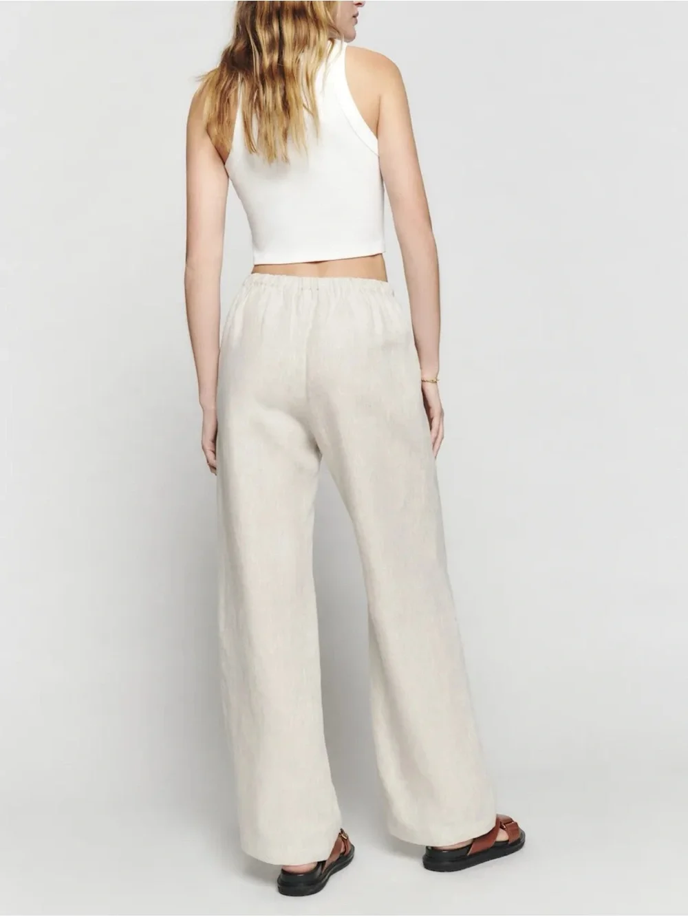 Reformation Olina Linen Pants Oatmeal XS